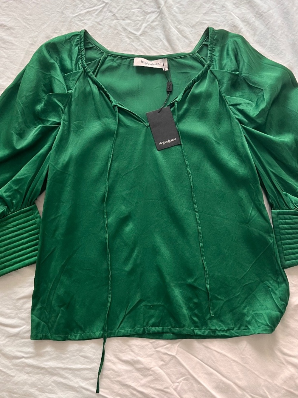 Women Yves saint laurent emerald long sleeves blouse